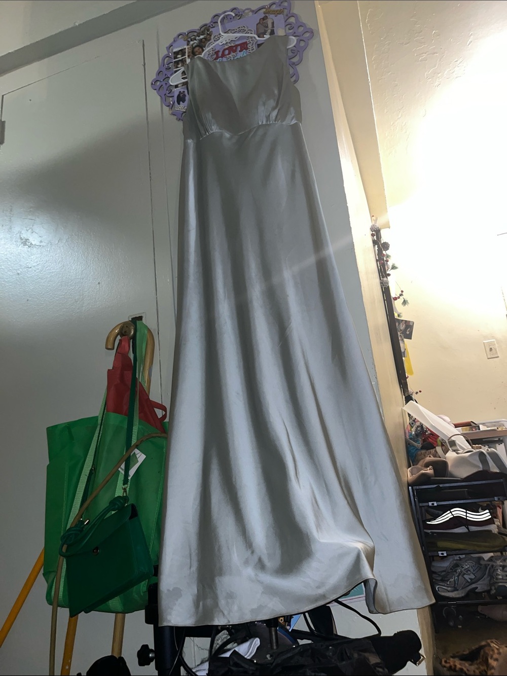 Sage green Satin Maxi Dress - Elegant Formal Gown
